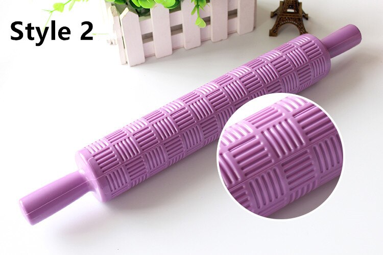 Rouleau à pâtisserie en plastique, outil de décoration de pâtisserie, pour gaufrage, Fondant, artisanat, motif de fleur, cœur: Style 2