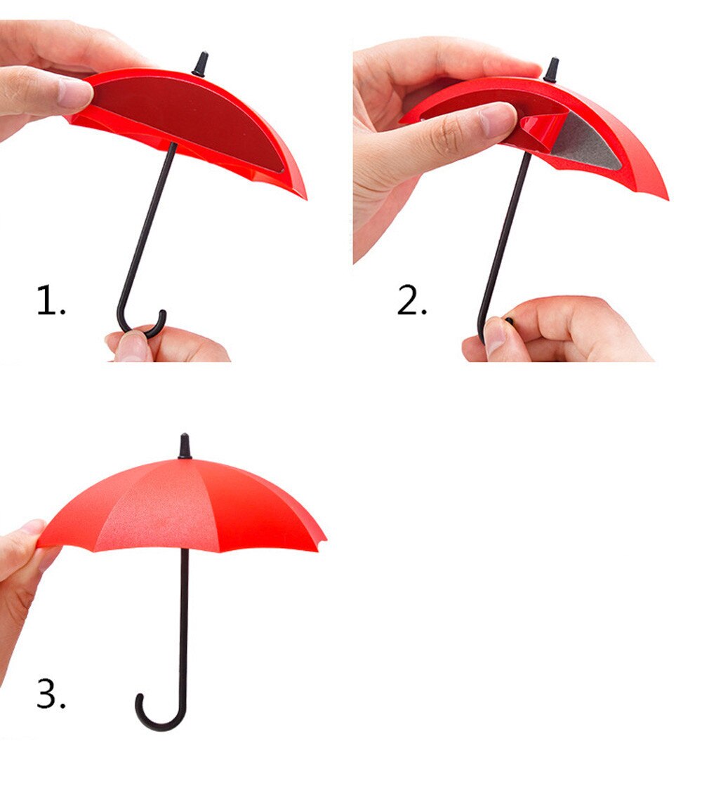 25#6/3pcs/set Umbrella Hook Self Adhesive Hook Wall Door Clothing Hanger Keys Sundry Hanging Hook Bathroom Kitchen Sticky Holder