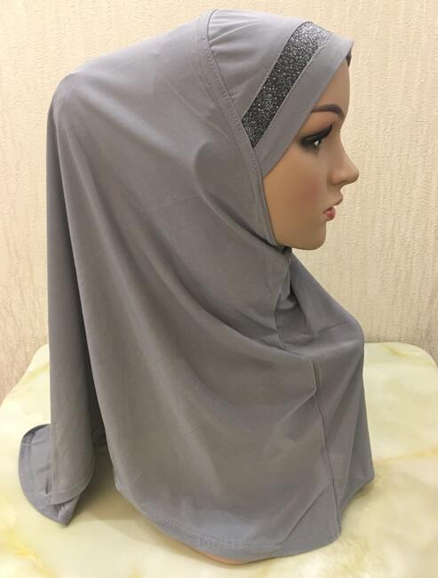 H063a dorosłych lub duże dziewczynki brokat modlić hidżab muzułmańska chusta islamska chustka kapelusz amira ciągnąć na headwrap: khaki
