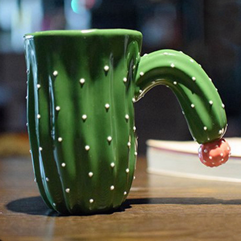 Green Cactus Mugs,Novelty Cactus Coffee Mugs, 14 Ounce, Gifting for Birthday and Festival: Default Title