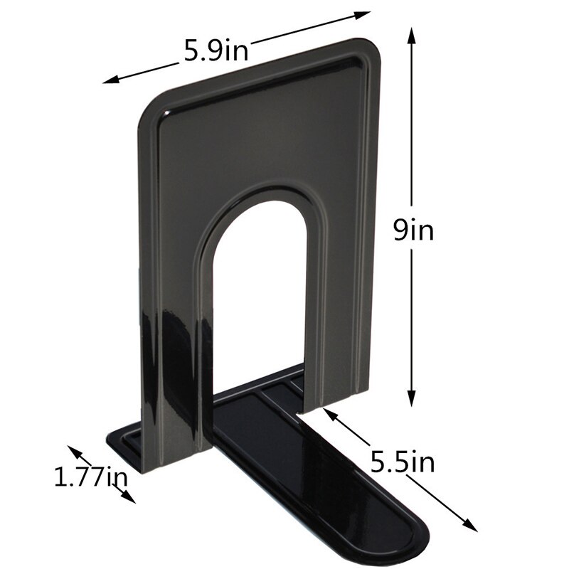 1 Pair Book Ends, Metal Bookends, Book Ends For Shelves Economy Universal Nonskid Heavy Duty Bookends Office: black