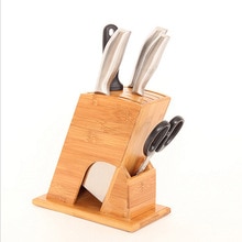 Six Slot Wood Holder Block Scissor Slot Storage Rack Multifunction Stand for knives Wooden Kitchen Organizer Tools