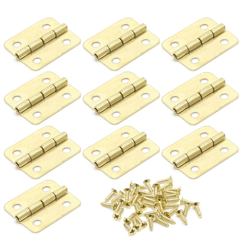 10 st köksskåp dörr gångjärn möbler tillbehör 4 hål guld låd gångjärn för smycken lådor möbler beslag 18 x 16mm