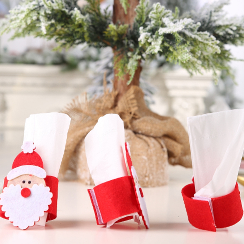 10Pcs Kerst Decoratie Kerstman Servetringen Servet Houder Servet Houders Banket Diner Decoratie Voor Thuis Res