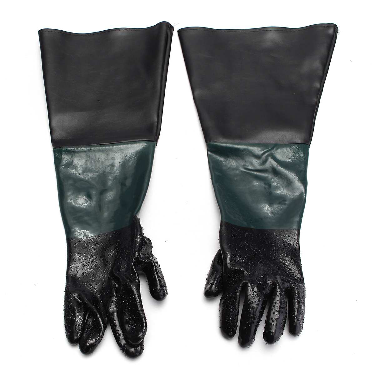 24''x10'' Rubber Sandblaster Sand Blast Sandblasting Gloves For Sandblast Cabinets Safety Glove