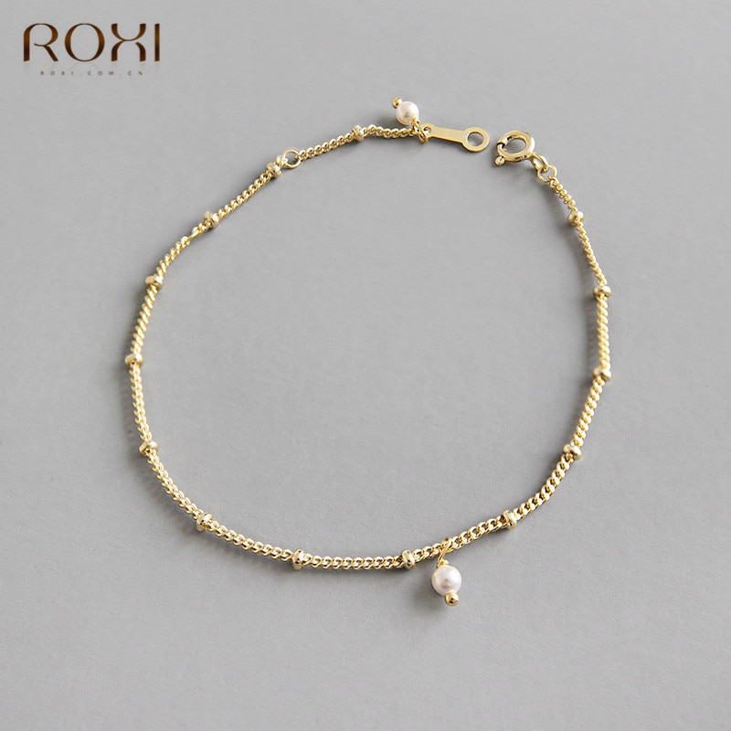 ROXI 925 Sterling Silber Armbinde Abstandshalter Perlen Kette Armbinde Minimalistischen Süßwasser Perle Armbänder für Frauen Schmuck