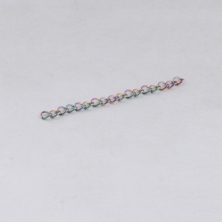 10 pçs/lote 316L 5 centímetros de Extensão Em Massa Ouro Prata Rosa de Ouro Aço Inoxidável Chains Fit DIY Colar Pulseira Descobertas Jóias: rainbow