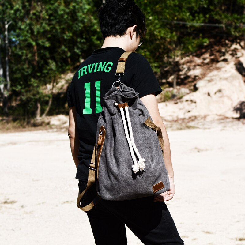 Canvas Rugzak Schoudertas Drum Tas Vintage Tassen Sport Sporttas Rugzak Emmer Tas Mannen