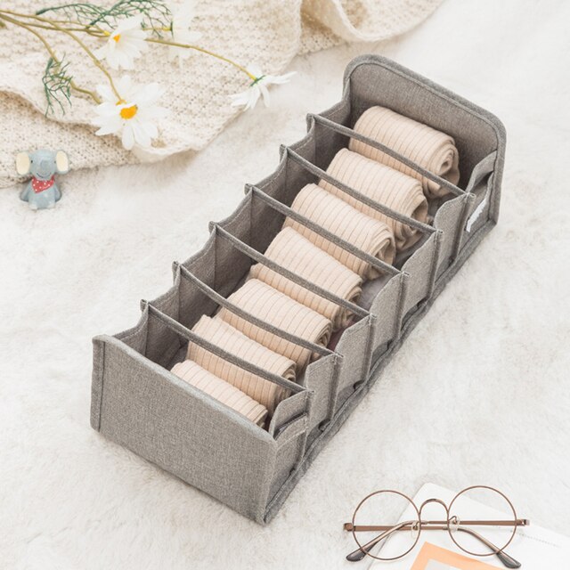 Boîte de rangement pliable pour soutien-gorge, sous-vêtements, chaussettes, tiroir lavable pour la maison: Grey 7Grid