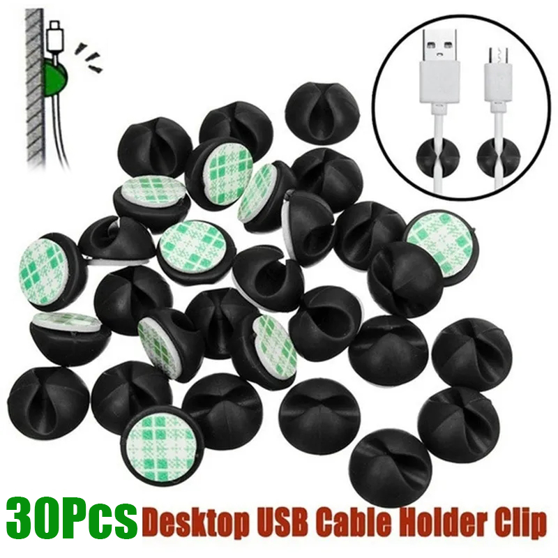 Clips para cables de datos de coche, concentrador de línea USB autoadhesivo, abrazadera de fijación, organizador para salpicadero de cables de escritorio de oficina