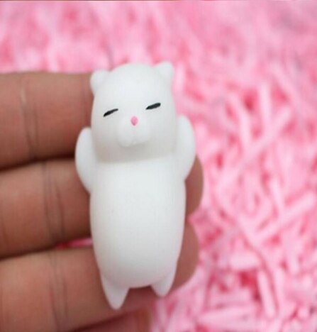 Sød kat//søløve/gris langsomt stigende mini blød silikone fidget anti-stress håndklem klemme legetøj telefonremme tilbehør: Hvid