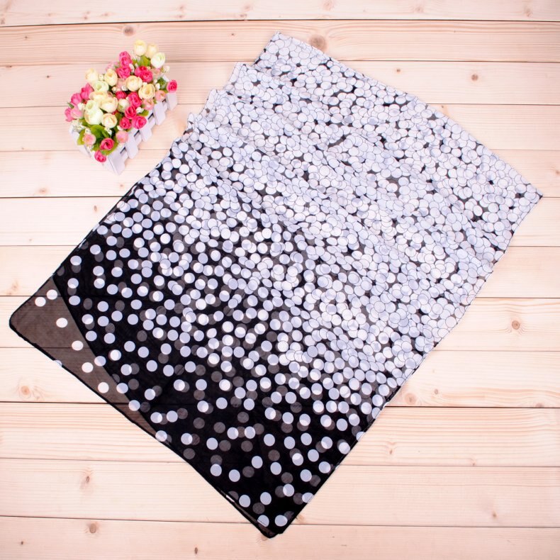 Fal/vind gradient god smag prikker chiffon tørklæde silke firkantet hijab cool sjal dame foulard femme tørklæder hår bufanda mujer