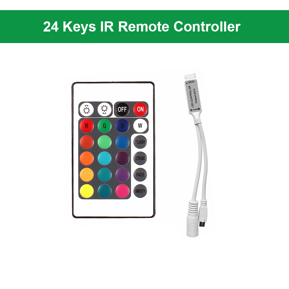Dc 12V Bluetooth Wifi Draadloze Rgb Controller Muziek Ir Rf Led Verlichting Strip Remote Controller Voor Rgb Led Strips verlichting 5050 2835: 24Keys IR Controller