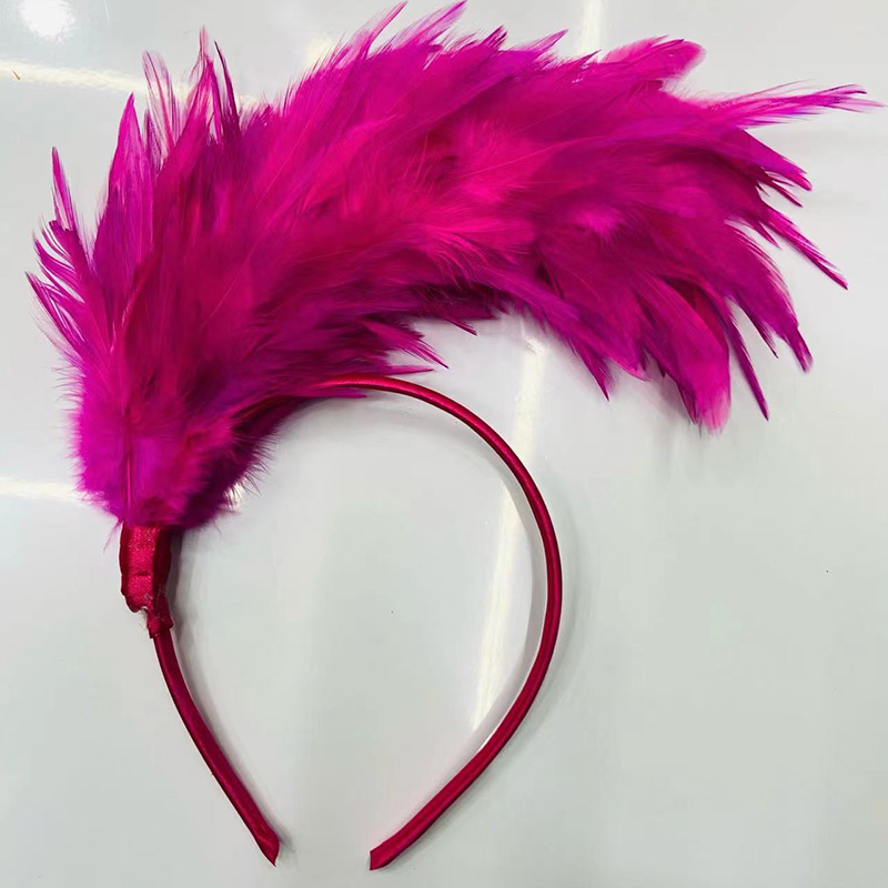 Vrouwen veren hoofdband zendspoel uitvoeren Halloween hoofddeksels partij hoofdtooi haar hoepel haar ornament: Zilver
