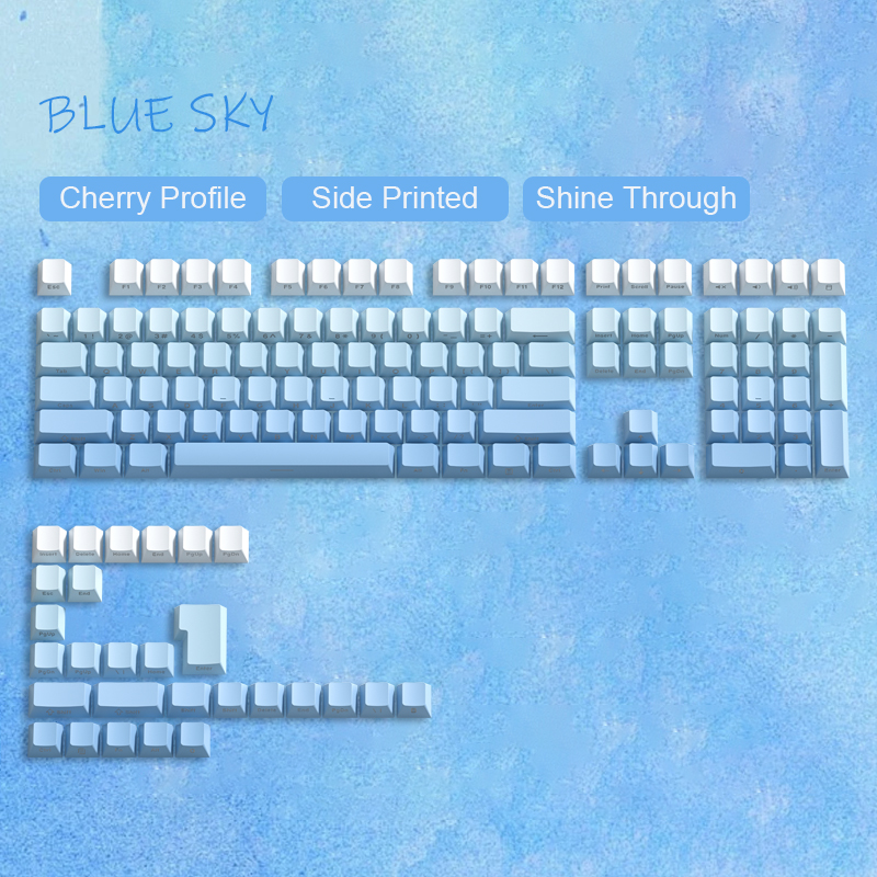 Gradient Gray Cherry Profile Side Printed PBT Keycaps Double Shot RGB Backlit Keycaps 135 Keys for Cherry MX Switches Keyboards: BROWN