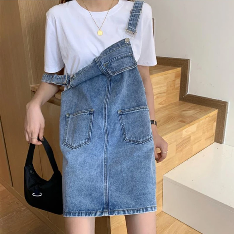 Rimocy Sommer Denim Gesamt Kleid für Frauen 2025, Taschen, Ärmellose Jeans Kleider Frau Koreanische verlieren Spaghetti Gurt Kleid Mujer