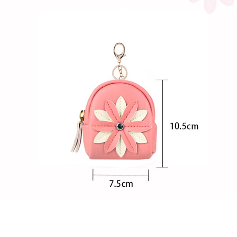 Fudeam pequena bolsa de couro flor bolsa de moeda feminina moda mini bonito chaveiro zíper carteira de moeda batom cabo usb fone de ouvido saco