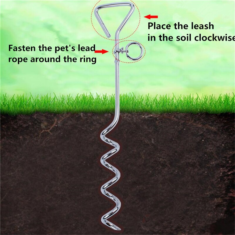 5M Outdoor Pet Leash With Dog Fixed Pile Metal Screw Stake For Camping Garden Ground Steel Wire Dogs Leads Leashes Set