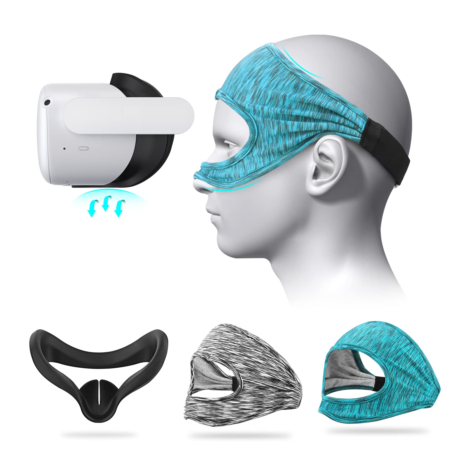 For Oculus Quest 2 Eye Mask Cover Breathable VR Accessories Sweat Band Adjustable Sizes Padding with Virtual Reality Headsets
