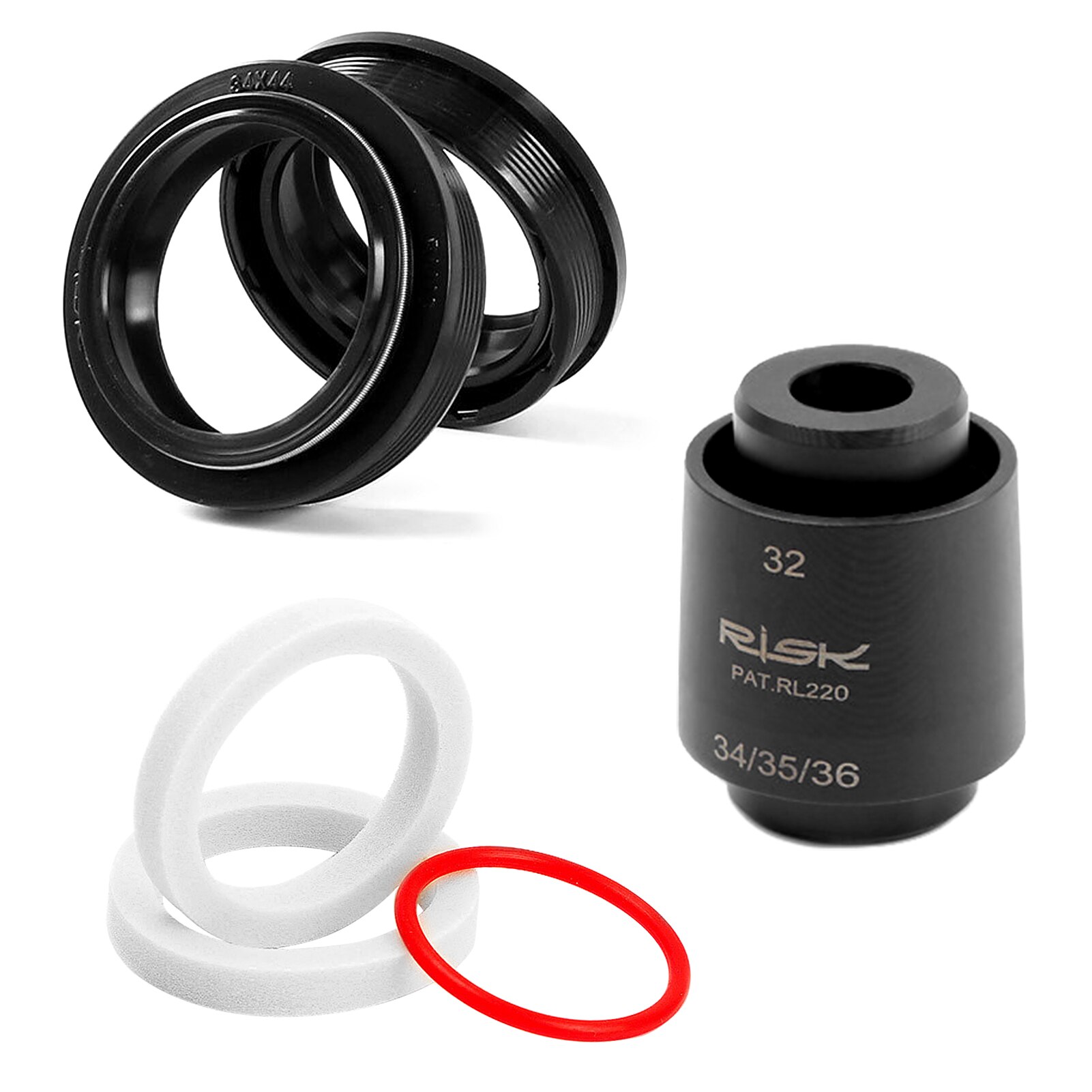 32mm Dust Wiper Kit with Installation Tool Bicycle Fork Dust Seal Foam Ring Kit 4 Set 1 Dust Sealing Tools: 34mm Type B