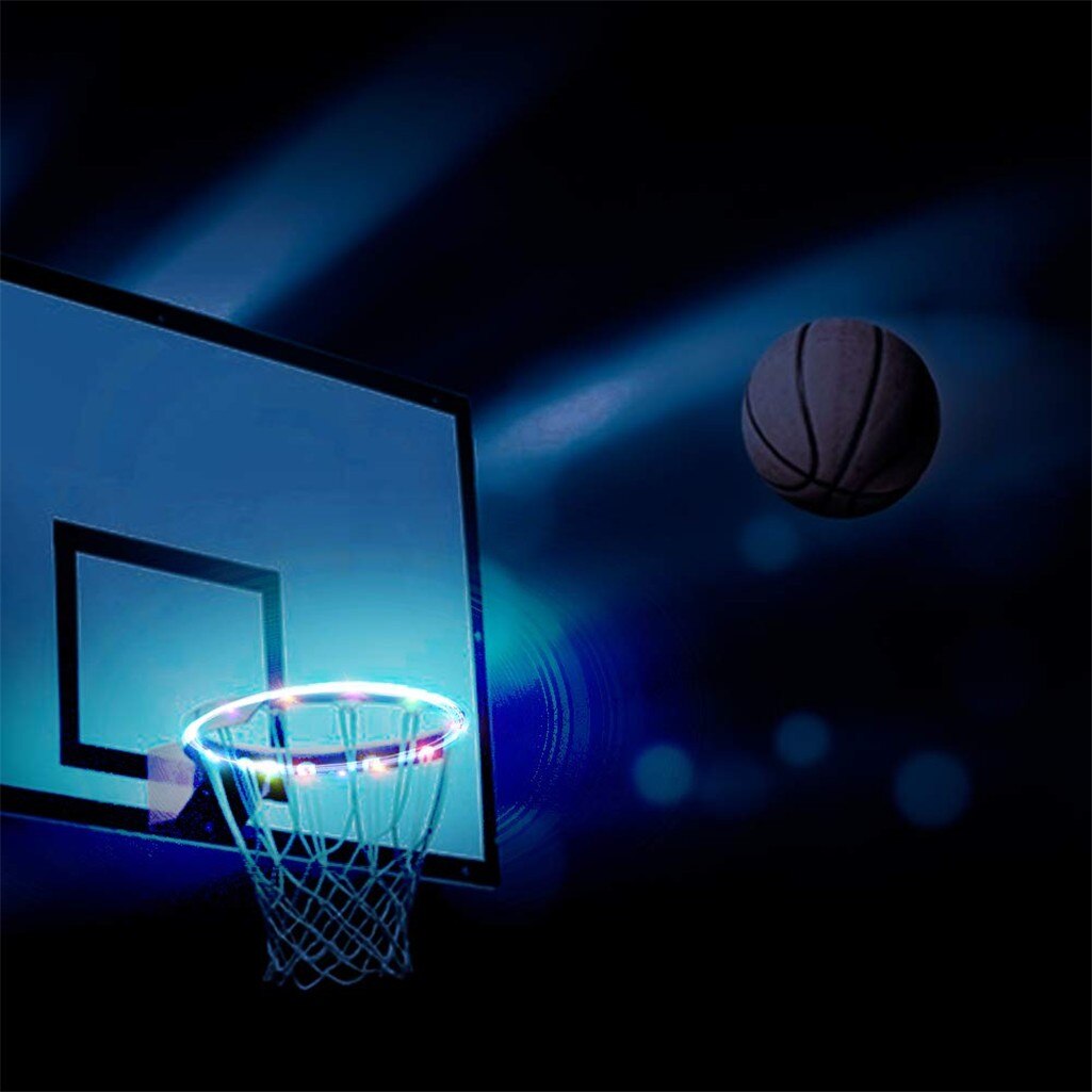 LED Basketball Lights Basketball Rim LED Solar Light Light Swish Ideal for Kids Adults Parties and Training Color Shot Sensing
