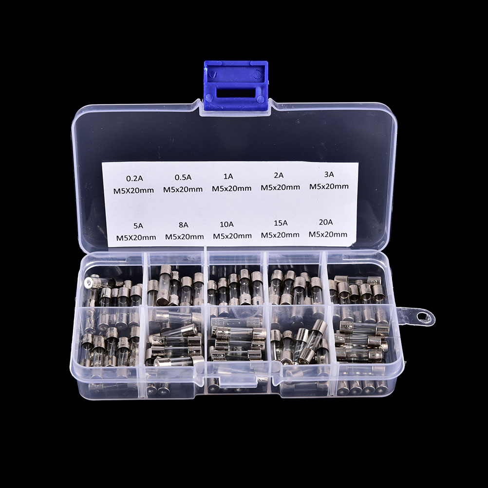 100pcs Fuses Fast-blow Glass Material Fuses Quick Blow Car Glass Tube Fuses With Quick Blow Function Assorted Kit 5*20