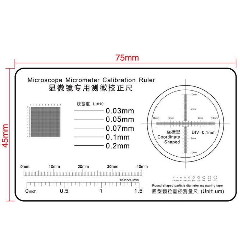 Microscope Micrometer Calibration Film Ruler Grid Reticule Stains Dot Gauge Plastic Ruler Radius Area Diameter Measuring: Gold