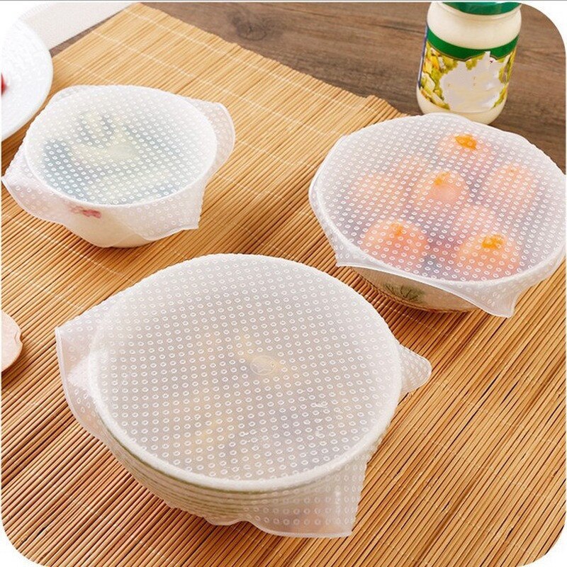 1pcs Reusable Silicone Stretch Lids Bowl Food Cover Vacuum Wrap Seal Food Storage Container Cover Fresh Keeping Lids Kitchen