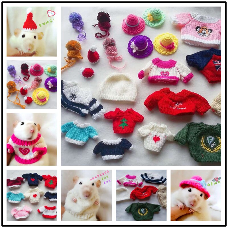 Streifenhörnchen Kleidung Streifenhörnchen Kleidung Hamster Kleidung Mini Hütte Kleine Hamster Winter Handgemachte Wolle Kleidung