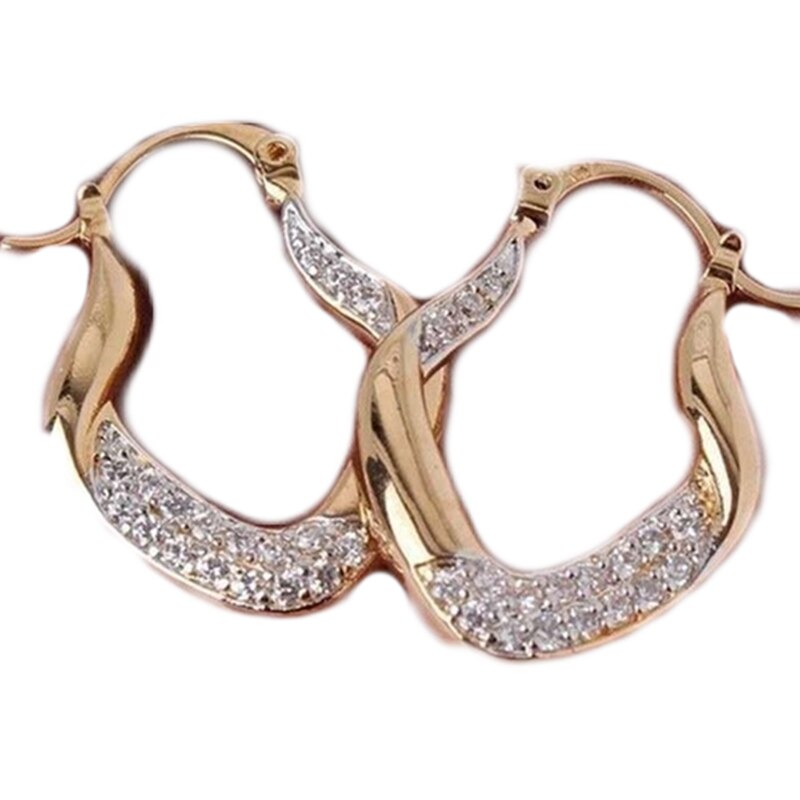 Moda brincos de zircão banhado a ouro casal brincos grandes brincos de noivado de jóias de casamento de luxo para presente de aniversário feminino
