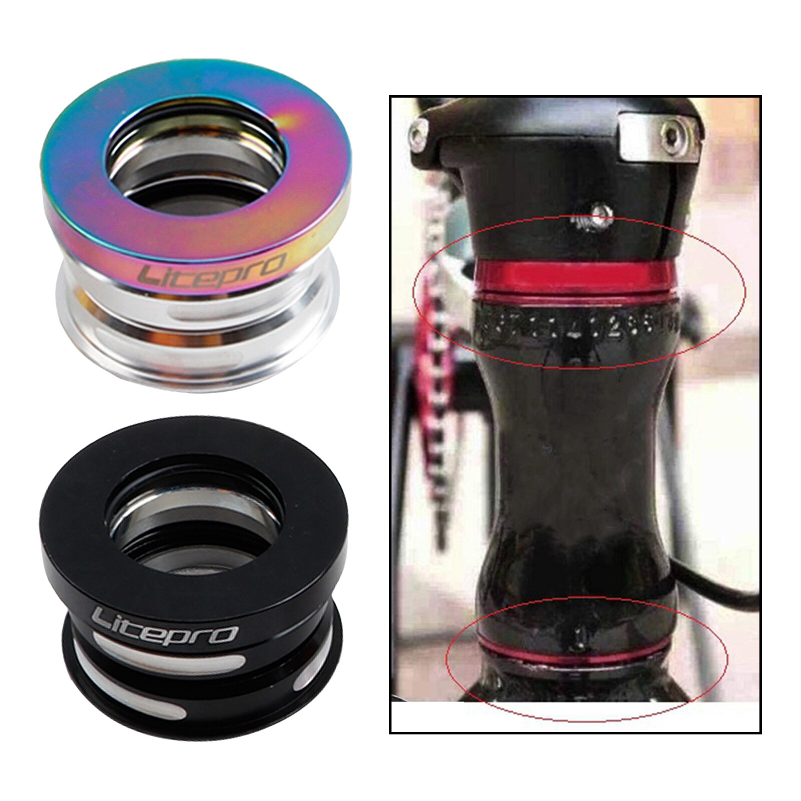 Bike Headset Bicycle Threaded Electroplating Bearing Road Bike Mountain Bowl 44mm