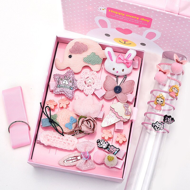 impostato 24 Accessori Capelli - Neonata Fermaglio Cerchietto clip Barretta: Elefante Rosa