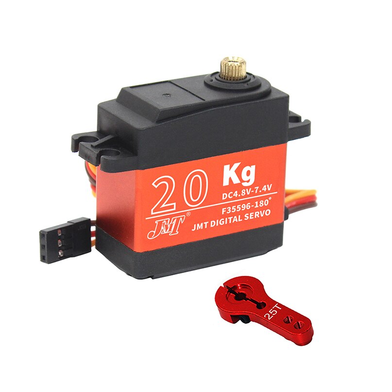 JMT Waterproof Digital Servo 90/180/270/360 Degree RC servo 20KG Metal Gear Large Torque with 25T Arm for Cars RC Toy: Yellow