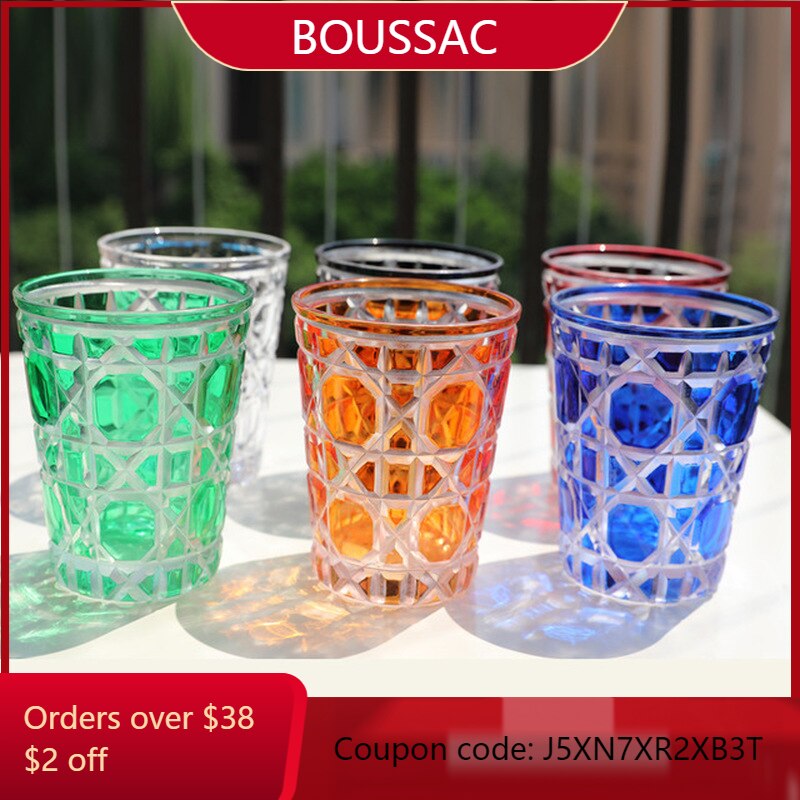 Verre à whisky cristal clair de luxe, tasse à vin, européen , treillis gravé, verre à bière, Bar, verres à boissons