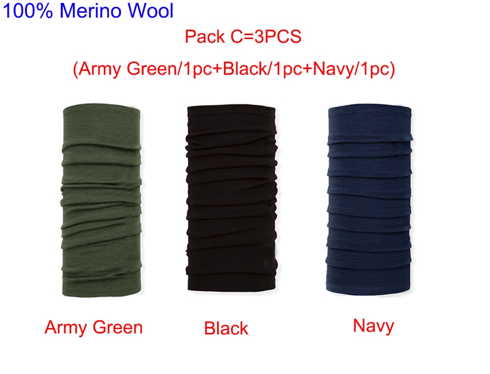 100% Merino Wool Neck Gaiter Lightweigh 3-Pack Women Men 100% Merino Wool Neck Gatier Ring Wrap Wicking Warm Wool Cover& Scarf