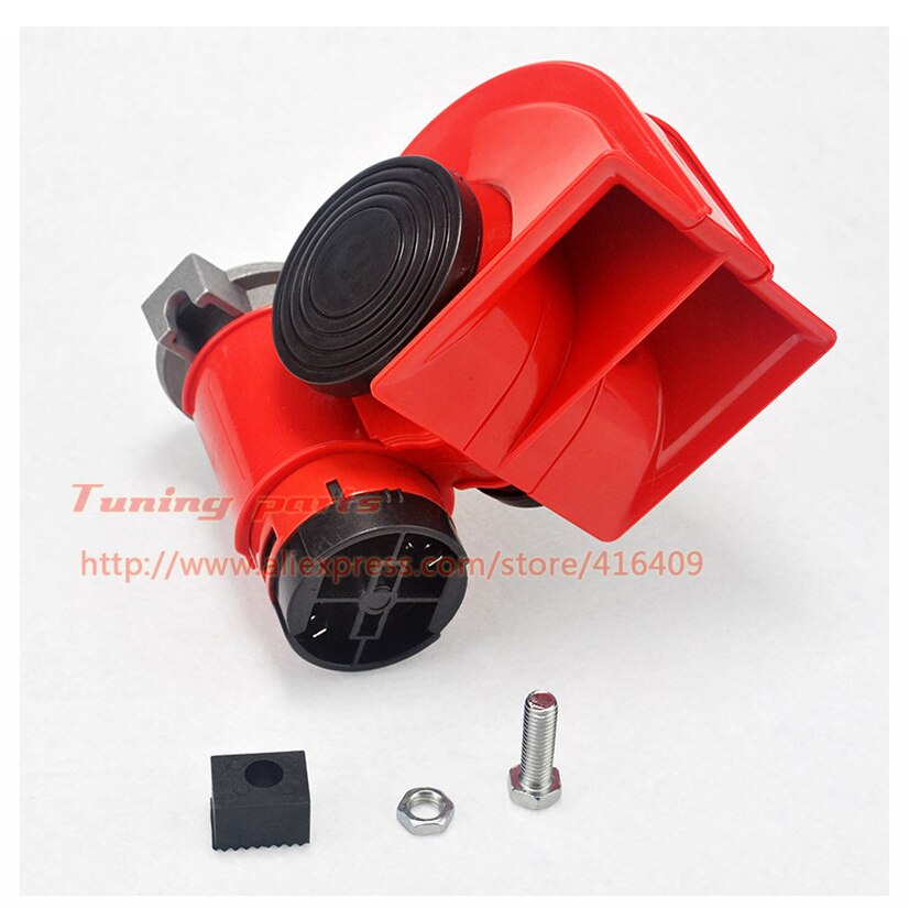 12V Electricity Machine Air Pump Horn Harmonized Twin Tone for Car Truck Red