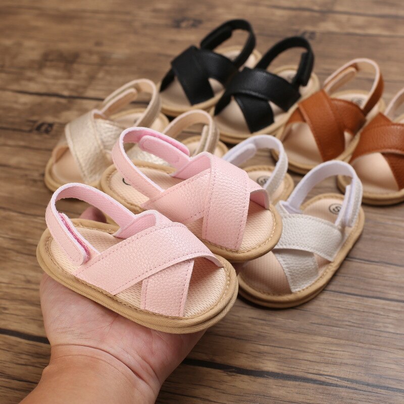Roma-sandalen für babys (jungen und mädchen) mit kreuzmuster, weicher sohle, Ideal für sommer, Strand und freizeit, erste lauflernschuhe für babys ab 0-18 monaten