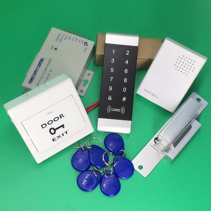 Full kit 125KHz RFID Touch &amp; Password Keypad Access Control System Security+NC Electric Strike Lock+Password