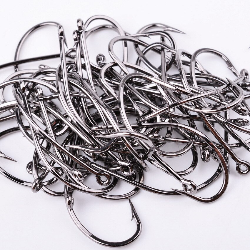30pcs Fishing Hooks Hign Carbon Steel Offset Barbed Sea Fishhook For Soft Lure Worm Fish Hook Bass Carp Fishing Tackle Box