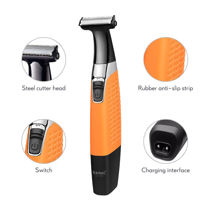 Kemei une lame hommes rasoir électrique corps visage rasoir électrique pour hommes tondeuse à chaume barbe rasage bord Trimer tête tondeuse 35