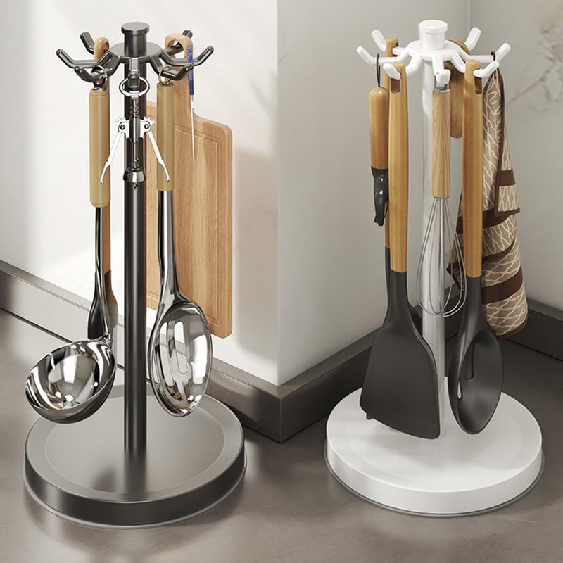 Kitchen Utensil Stand Rotating Kitchen Utensil Storage Hanger For Countertop Rotatable Cooking Utensils Holder With 8 Hooks