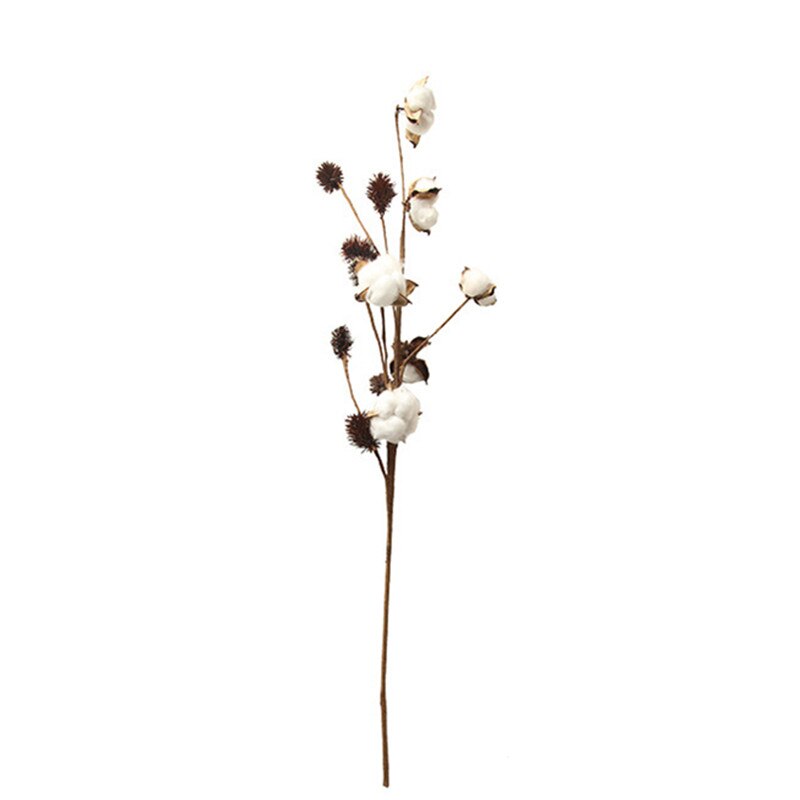 Flores y plantas artificiales de algodón de secado natural rama Floral para decoración para de boda flores artificiales para el hogar Decoración Artificial: 1pc 6 heads