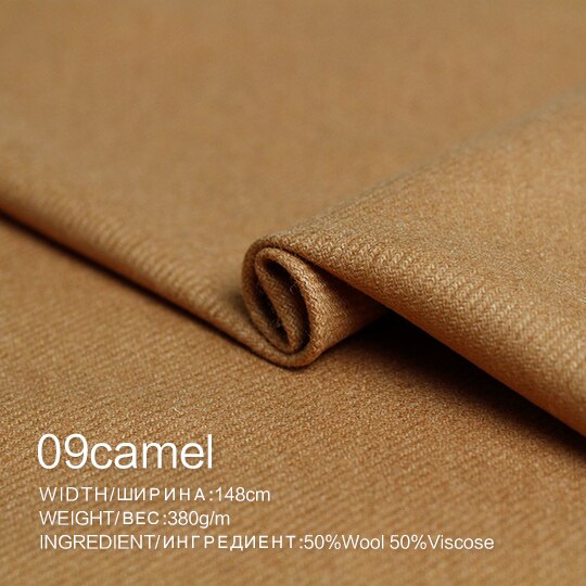 The Cloth 380g/m Weight Worsted Flannel Wool Fabrics Garment Material Autumn Women Suits Jacket Sewing Cloth Tailor: 09 camel / 0.5m