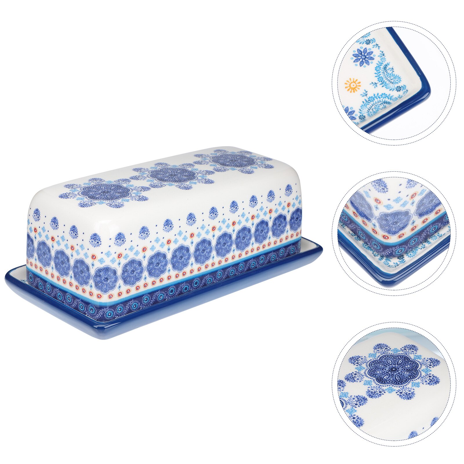 Boîte à fromage rectangulaire en céramique, conteneur à beurre ménager 1 pièce: White