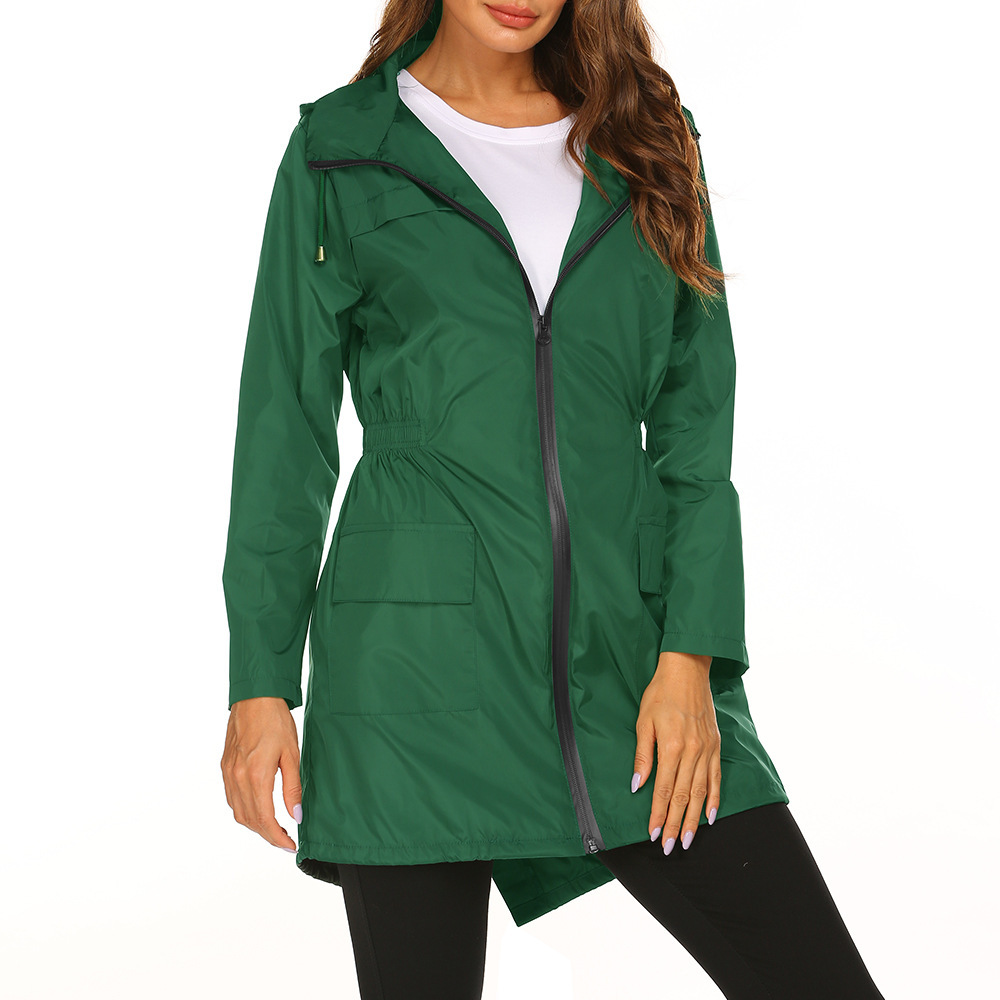 Damen leichte Regenmantel draussen wasserdichte Jacke Kapuze Wind jacke weibliche lange wandern klettern Regen jacken Outwear: S / Braun