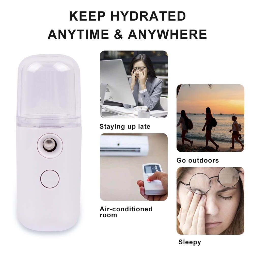 Vaporizador Facial portátil, pulverizador recargable, Humidificador Nano, instrumento hidratante, máquina de pulverización, desinfección, cuidado Facial