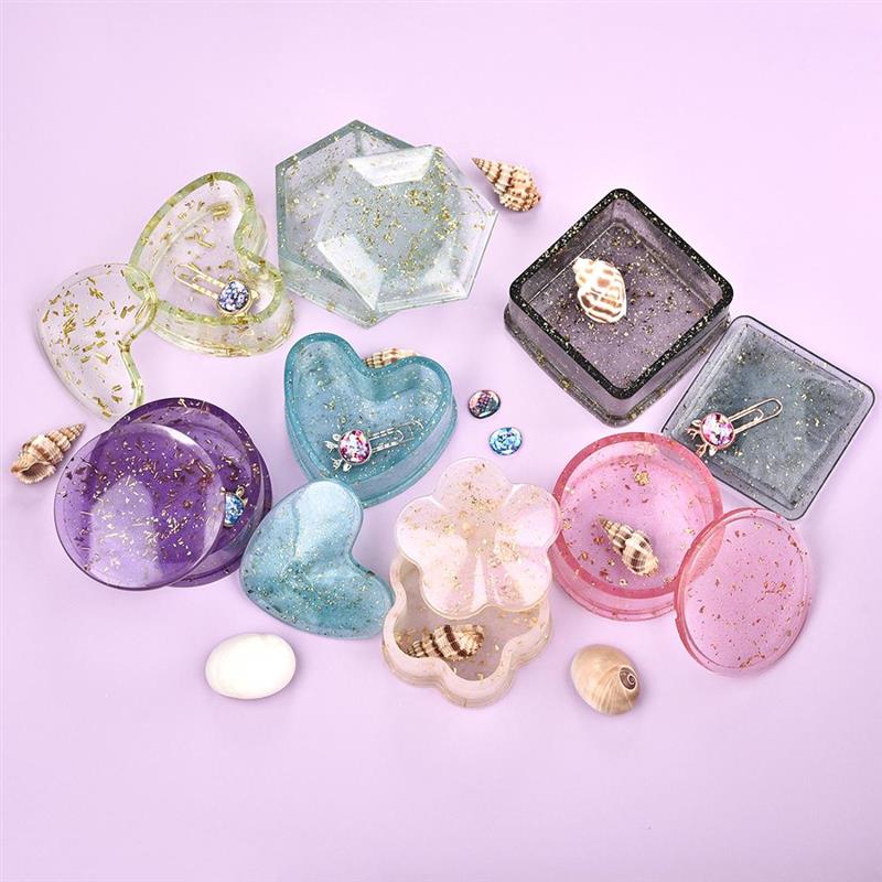 Harz Silikon Schimmel Lagerung Kasten bilden Für Schmuck Machen Herz bilden schneiden Schimmel DIY Kristall Epoxid UV Kasten Schmuck werkzeuge Formen