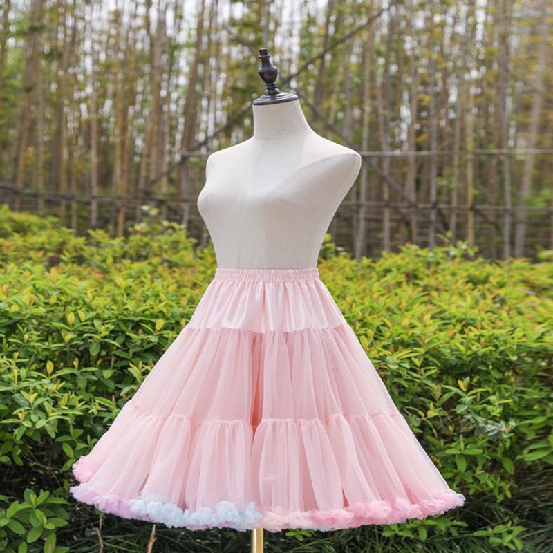 Kvinnor resår midja pösig tyll underkjol regnbåge moln kort tutu kjol balett dans pettiskirts lolita underkjol