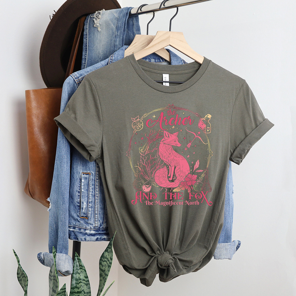 De Archer en de Fox Comfort TShirt Leuke Fantasy Boeken Jumper Shirts Cadeau voor lezers Hookish Bookworm Tee Y2K Top Streetwear: S / Army Green
