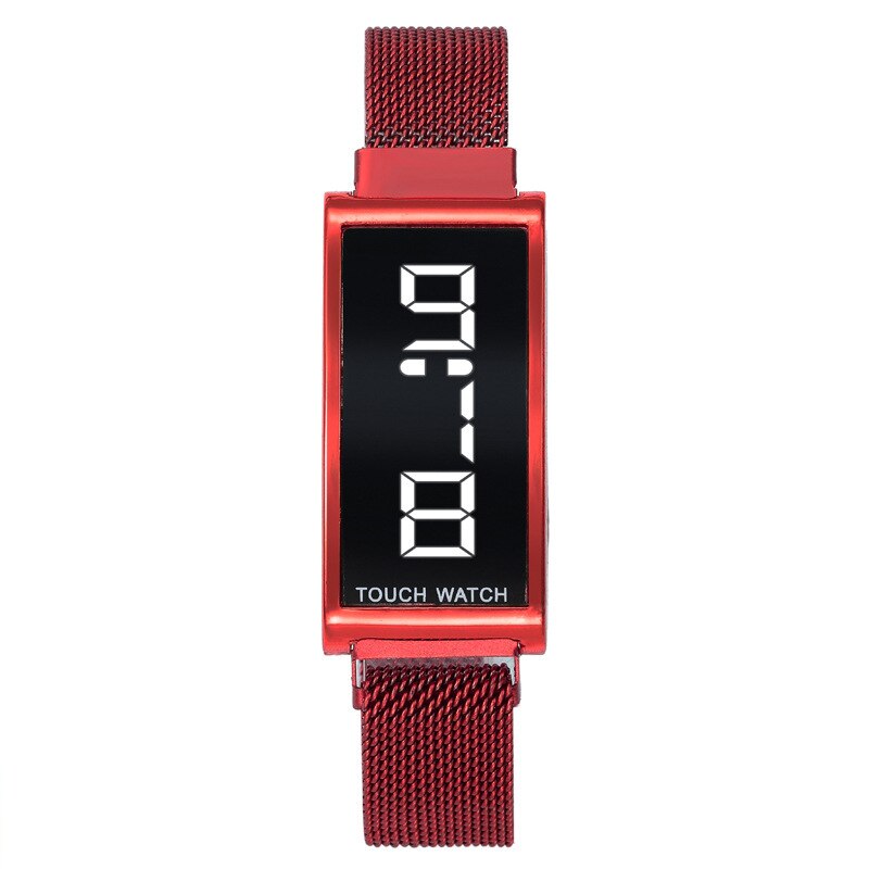Digital Watch Women Luxury Rectangle Alloy Dial Led Watches Sport Unisex Men Kid Wristwatch Electronic Reloj Mujer: Red